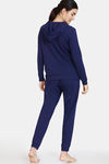 Zivame Cozy Ribbed Viscose Blend Waffle Loungewear Set - Medieval Blue — thumbnail 3